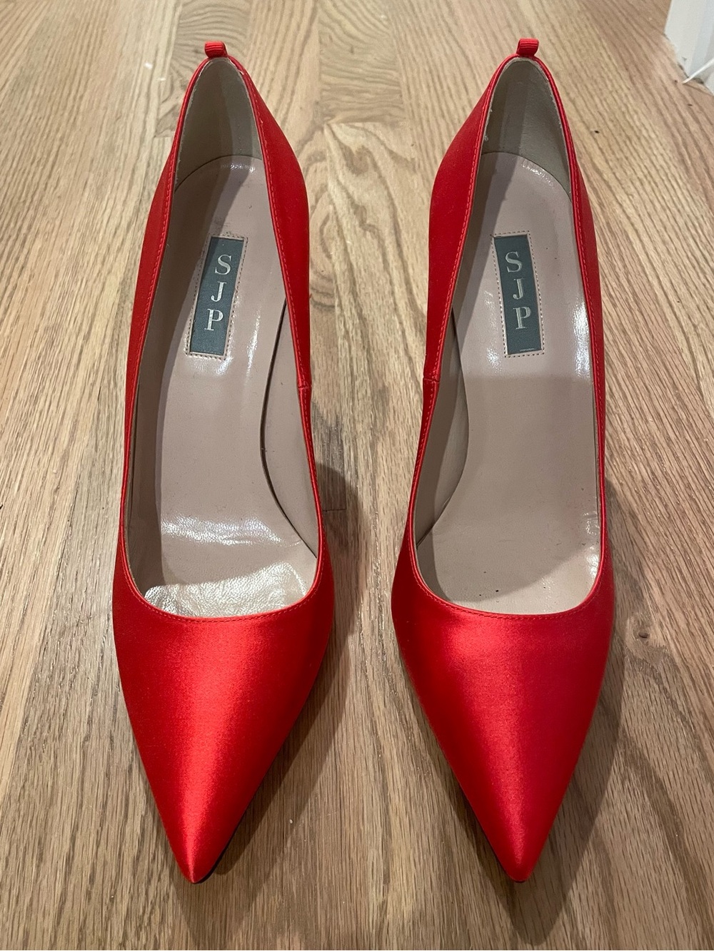 SJP by Sarah Jessica Parker Scarlet Satin Pointed-Toe Pumps